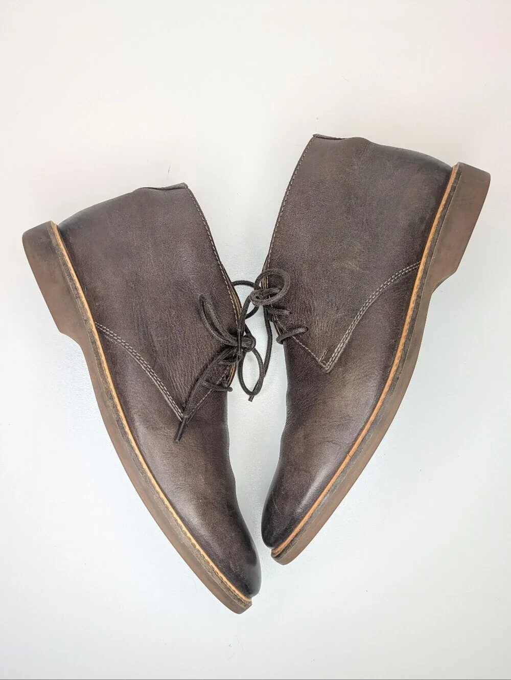 Clarks Desert Chukka Boots Lace Up Brown Leather Men's Size 9.5